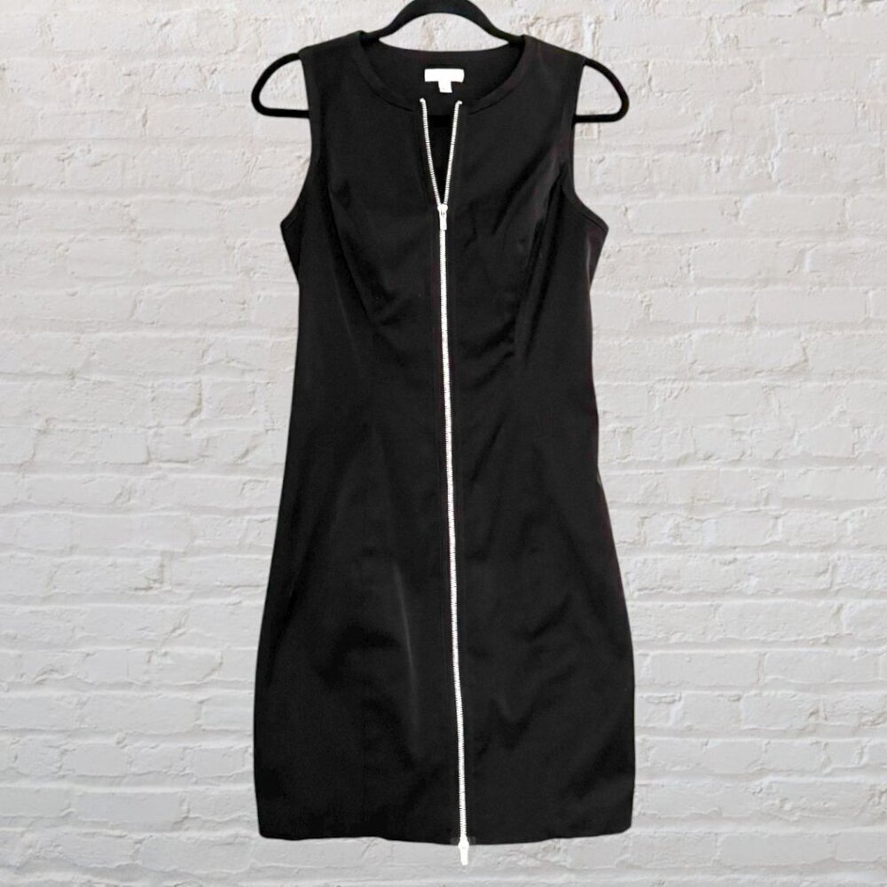 Cache Black Sleeveless Zip Front Sheath Dress Size 8